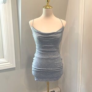 Windsor light Blue Sparkly Spaghetti Strap Dress-Size Small